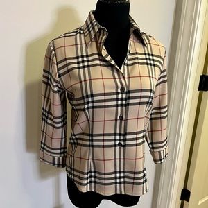 Burberry 3/4 Sleeve Button-up Top Sz 8